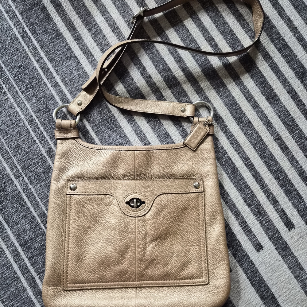 Coach Tan and Blue Leather Bag